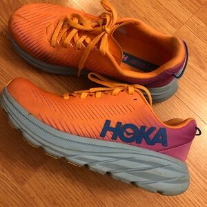 Woman Hoka Vibrant Orange and Purple Sneakers